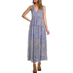 Free People Blue and Gold Maxi Dress